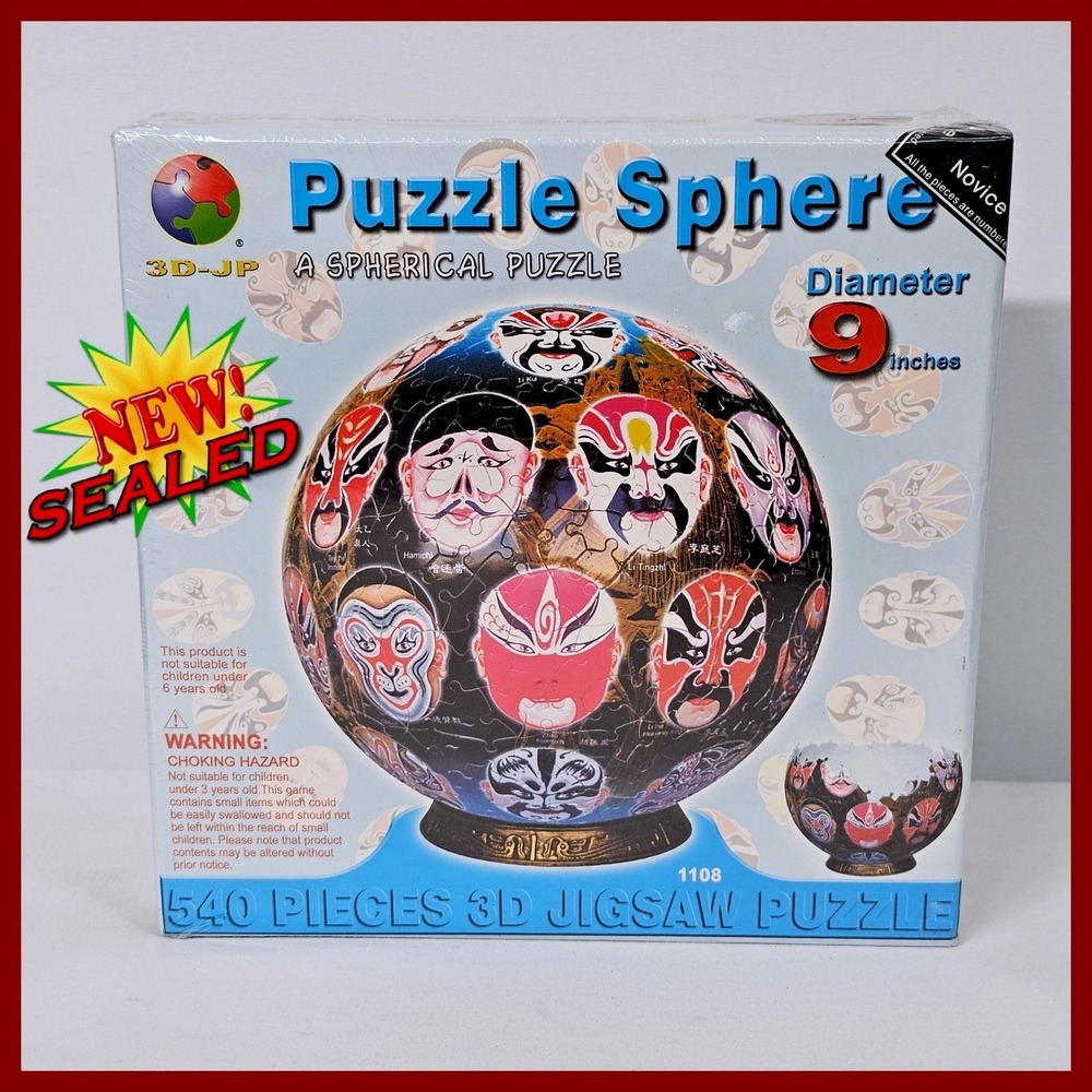 Peking Opera Sphere Puzzle 3D Jigsaw 540 Pieces 9‎ Inch Ball 3D-JP New Sealed